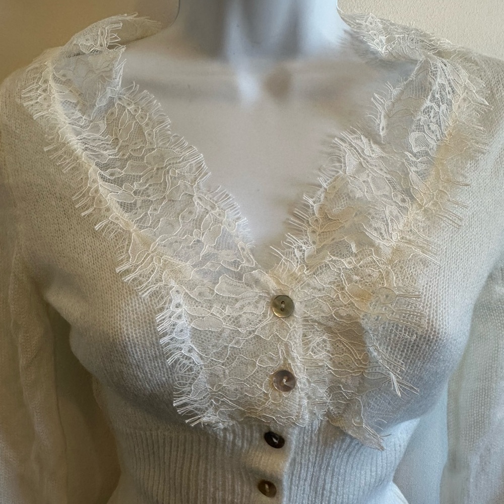 Commense Cream Lace Button-Up Blouse - Picture 2 of 4